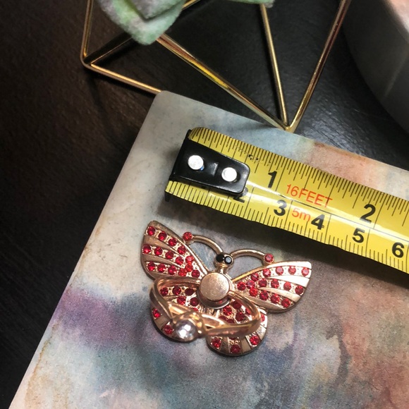 #63- ❤️NWOT Cell Phone Ring Stand Holder Grip in Red Sparkle Butterfly ❤️ - Picture 13 of 16